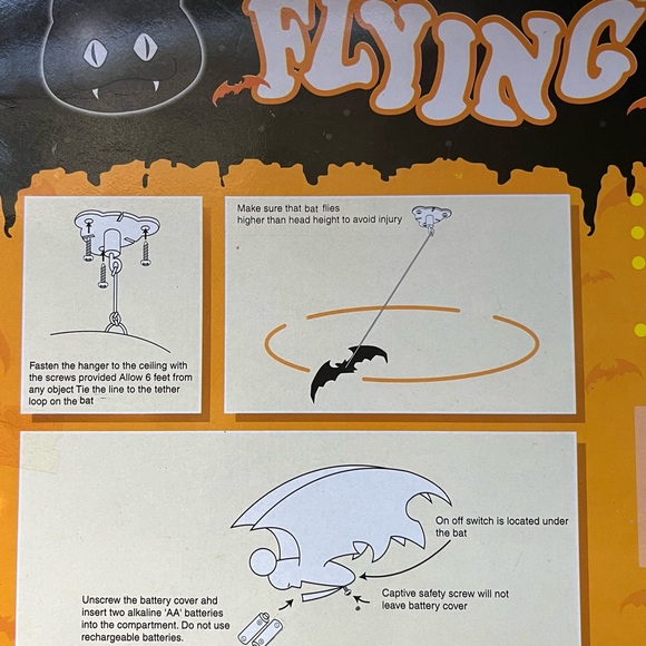 Vintage Halloween Flying Bat Animated Wings Flap Continuously NEW - Picture 3 of 4